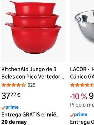 Set 3 ciotole per impasto KitchenAid Rosso