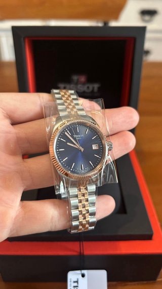 Tissot Ballade Oro Rosa Plata Azul 34mm