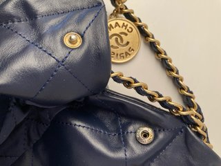 Borsa Blu in Pelle Trapuntata