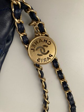 Borsa Blu in Pelle Trapuntata