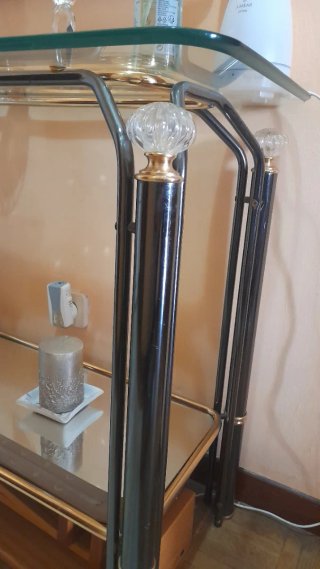 Conjunto Mueble y Espejo auxiliar cristal y dorado