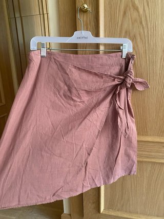 Falda Pieces Talla L Algodón Lino Rosa