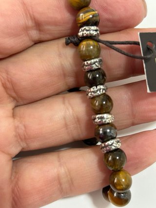 Pulsera Ojo de Tigre y Baño de Plata elástica