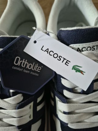 Zapatos Lacoste Cuero Azul Blanco