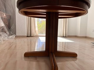 Mesa redonda comedor cristal y madera