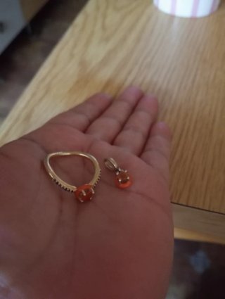 Conjunto Tous Plata Vermeil y Naranja,talla 16'7