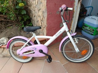Bicicleta Decathlon niña 16 rosa/blanca