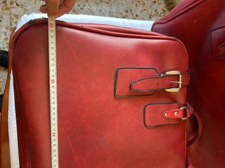 Juego 2 maletas cuero vintage rojo oscuro