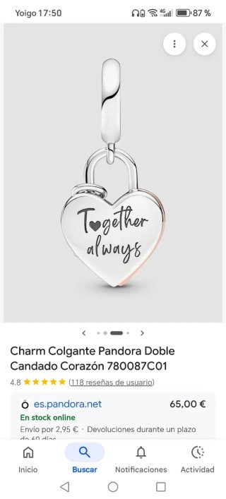 Pandora Charm Corazón Doble y Candado