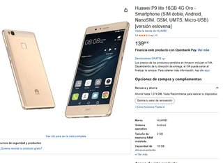 Huawei 9 Lite VNS-AL00 Dorado + Cargador