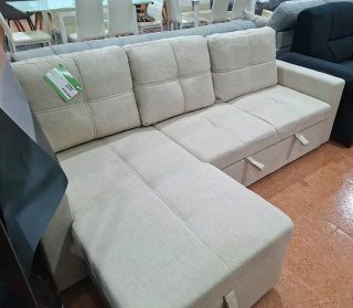 Sofá Cama Chaise Longue Beige Nuevo