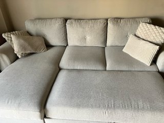 Sofá chaise longue 3 plazas beige/gris