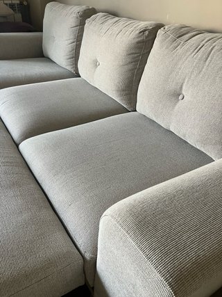 Sofá chaise longue 3 plazas beige/gris