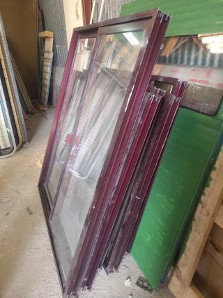 Ventana corredera aluminio marrón Vidrio normal