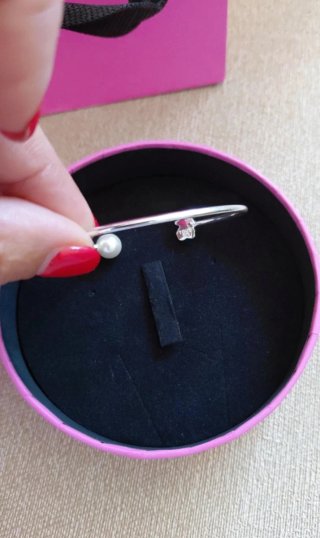 Pulsera Tous Oso Corazón y Perla Plata