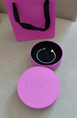 Pulsera Tous Oso Corazón y Perla Plata