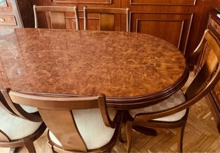 Mesa comedor clásica madera maciza con 6 sillas