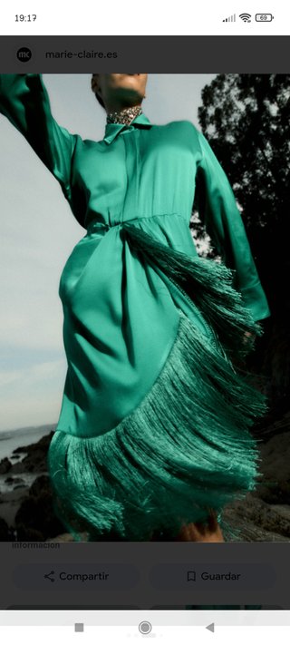 Vestido Sfera fiesta con flecos verde