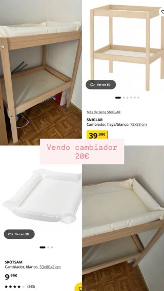 Cambiador SNIGLAR IKEA haya/blanco