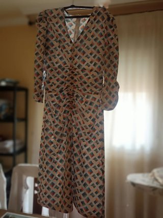 Vestido fiesta estampado geométrico Talla S