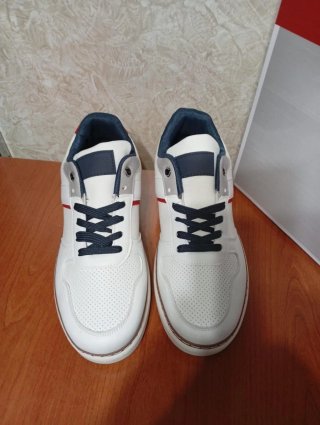 Sneakers Leerd Uomo Bianco Blu Taglia 42 nuove