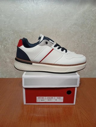 Sneakers Leerd Uomo Bianco Blu Taglia 42 nuove