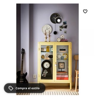 Vitrina de cristal y metal amarilla