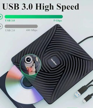 Lector CD/DVD Externo PeroBuno USB 3.0 Type-C