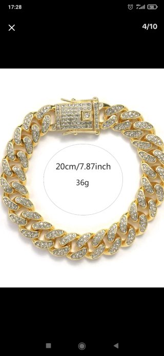 Pulsera cubana con diamantes 20cm