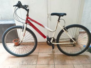 Bicicleta roja y blanca