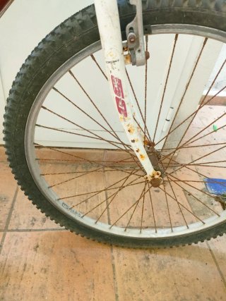 Bicicleta roja y blanca