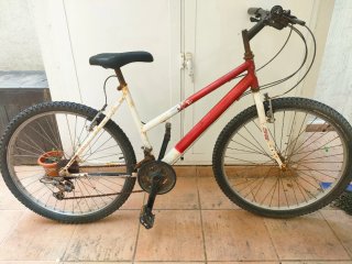 Bicicleta roja y blanca