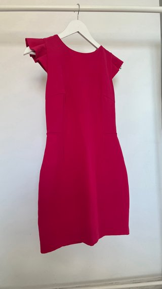 Vestido Rosa fucsia Mangas Volante