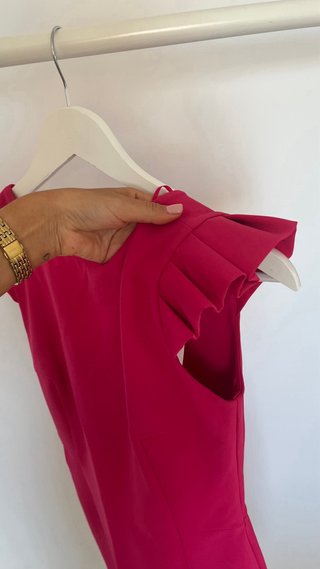 Vestido Rosa fucsia Mangas Volante