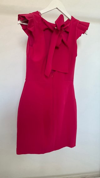 Vestido Rosa fucsia Mangas Volante
