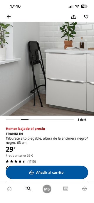 2 Taburetes altos plegables FRANKLIN negro