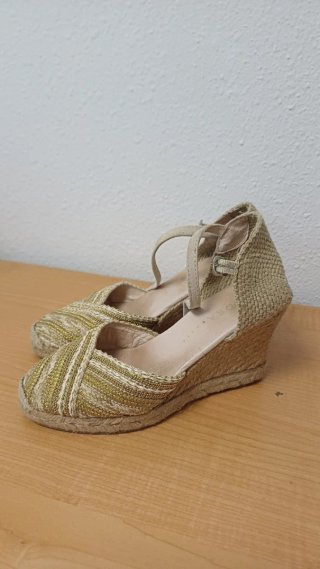 Sandalias cuña esparto doradas talla 36