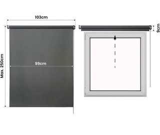 Estor enrollable opaco gris.