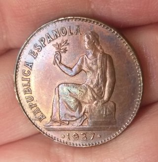 Moneda 50 Céntimos 1937.