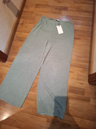 Pantalón Zara Verde Ancho