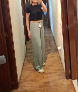 Pantalón Zara Verde Ancho