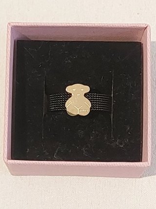 Anillo Tous Osito Negro y Dorado