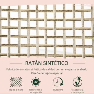 6 sillas de ratán sintético con cojines gris