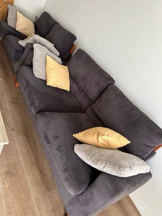 Due divani in tessuto grigio bluastro da 2 posti