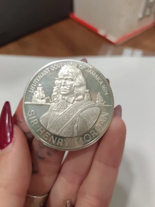 Moneda Jamaica 10 Dólares 1974 Plata