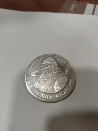 Moneda Jamaica 10 Dólares 1974 Plata