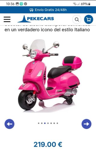Moto eléctrica infantil Vespa rosa
