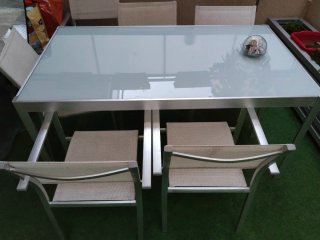 Mesa de jardín cristal y aluminio