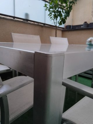 Mesa de jardín cristal y aluminio
