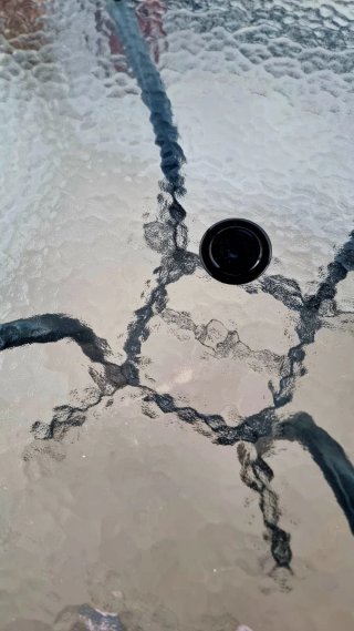 Mesa cristal y sombrilla perfil antracita,
